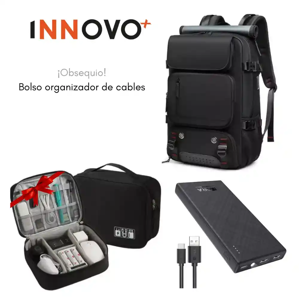 Combo Maleta Viajera + Powerbank 10,000 Mah 1hora + Obsequio Organizador De Cables Artículos Electrónicos