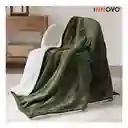 Combo Cobija Térmica Doble Faz Verde + Lámpara Plato 3 Tonos Táctil + Obsequio Tapete Peluche