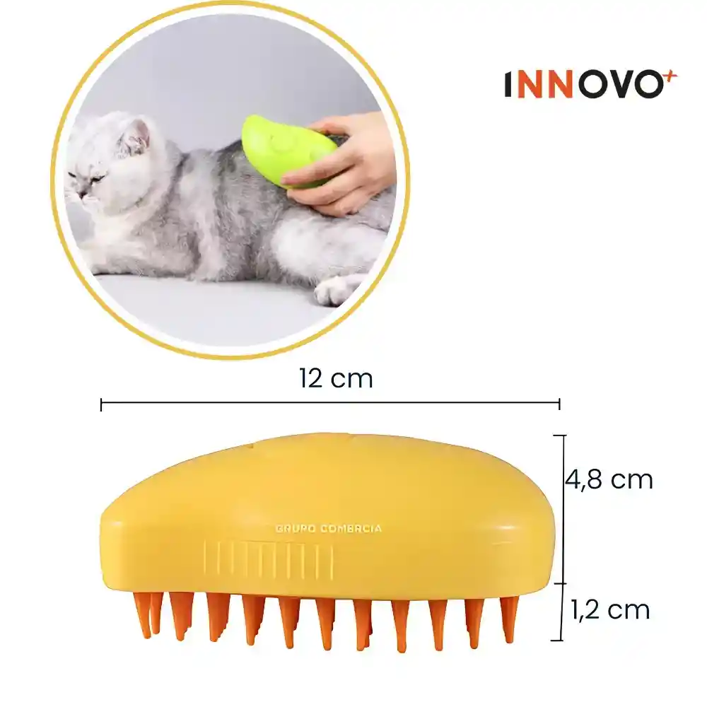 Combo Esfera Rodillo Silicona Quita Pelos + Cepillo Masaje Mascotas Vapor