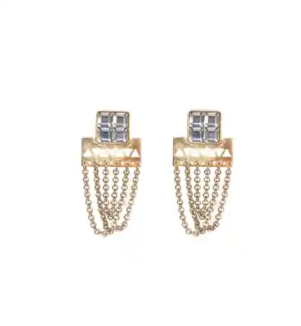 Aretes En Bronce Con Baño En Oro Y Cristal Swarovski A Domicilio