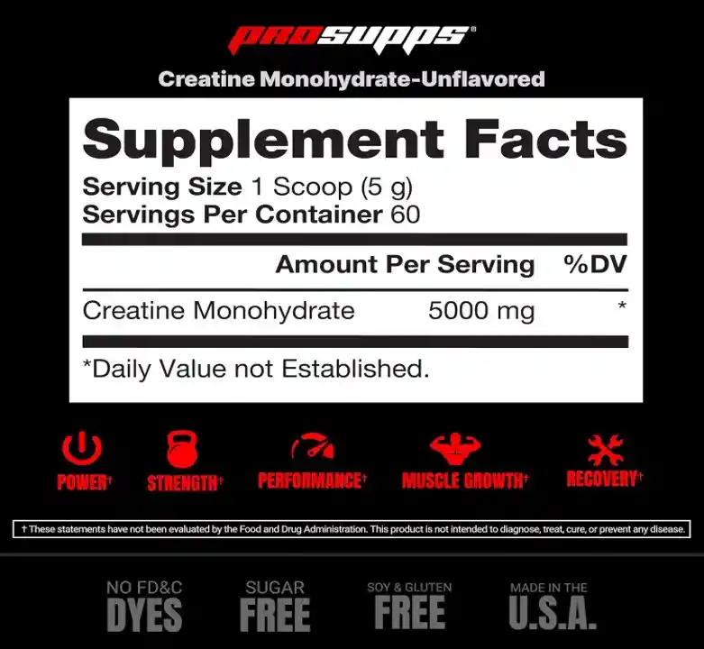 Creatina Monohidratada Micronizada Prosupps 60 Servicios