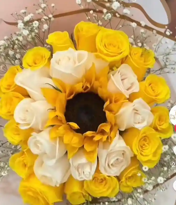 Ramo De Flores (arreglo Floral - Regalo Para Mujer-bouquet De Flores - Feliz Cumpleaños) Flores Amarillas
