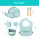 Set Vajilla Rosada 8pz En Silicona Diseño Ballenita, Combo De Alimentación Complementaria, 100% Libre De Bpa, Set De Babero, Plato, Tazón Y Cubiertos, Hechos En Material Calidad Alimenticia Y Resistente - Color Life