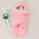 Sleeping Rosa Con Orejitas Para Recién Nacido, Saco De Dormir Con Cierre Por Velcro, Cobertor Hecho En Material Cálido E Hipoalergénico