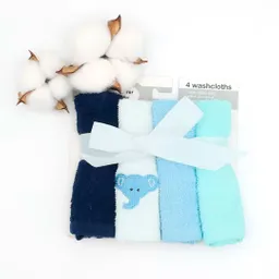 Paquete De Babitas Azul X4 Unidades 100% En Algodón, Toallitas Hechas En Material Suave Y Absorbente, Hipoalergénicas, Colores Y Diseños Llamativos - Luvable Friends