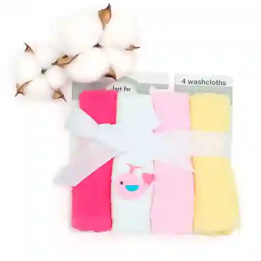Paquete De Babitas Rosa X4 Unidades 100% En Algodón, Toallitas Hechas En Material Suave Y Absorbente, Hipoalergénicas, Colores Y Diseños Llamativos - Luvable Friends