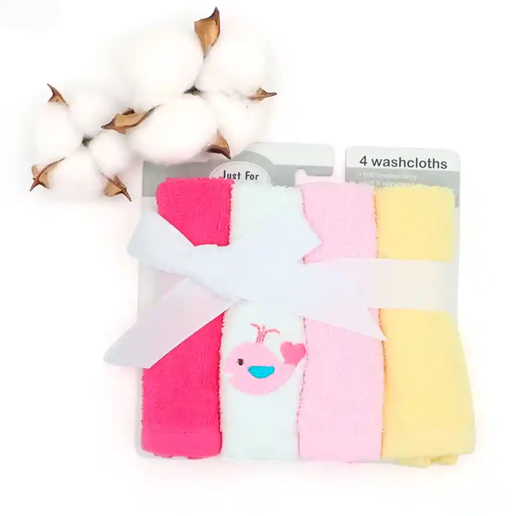Paquete De Babitas Rosa X4 Unidades 100% En Algodón, Toallitas Hechas En Material Suave Y Absorbente, Hipoalergénicas, Colores Y Diseños Llamativos - Luvable Friends