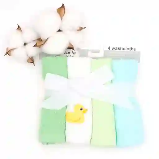 Paquete De Babitas Verde X4 Unidades 100% En Algodón, Toallitas Hechas En Material Suave Y Absorbente, Hipoalergénicas, Colores Y Diseños Llamativos - Luvable Friends