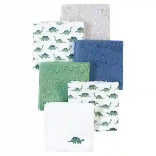 Paquete De Babitas Dinosaurio X6 Unidades Para Bebé, Set De Toallitas Con Diferentes Diseños, Hechas De Algodón Suave Y Absorbente, De Tamaño Ideal Para Llevar A Todos Lados - Hudson Baby