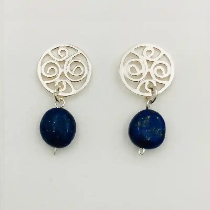 Aretes Espirales De Plata Y Lapislazuli