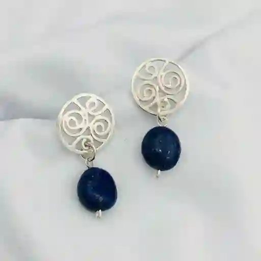 Aretes Espirales De Plata Y Lapislazuli