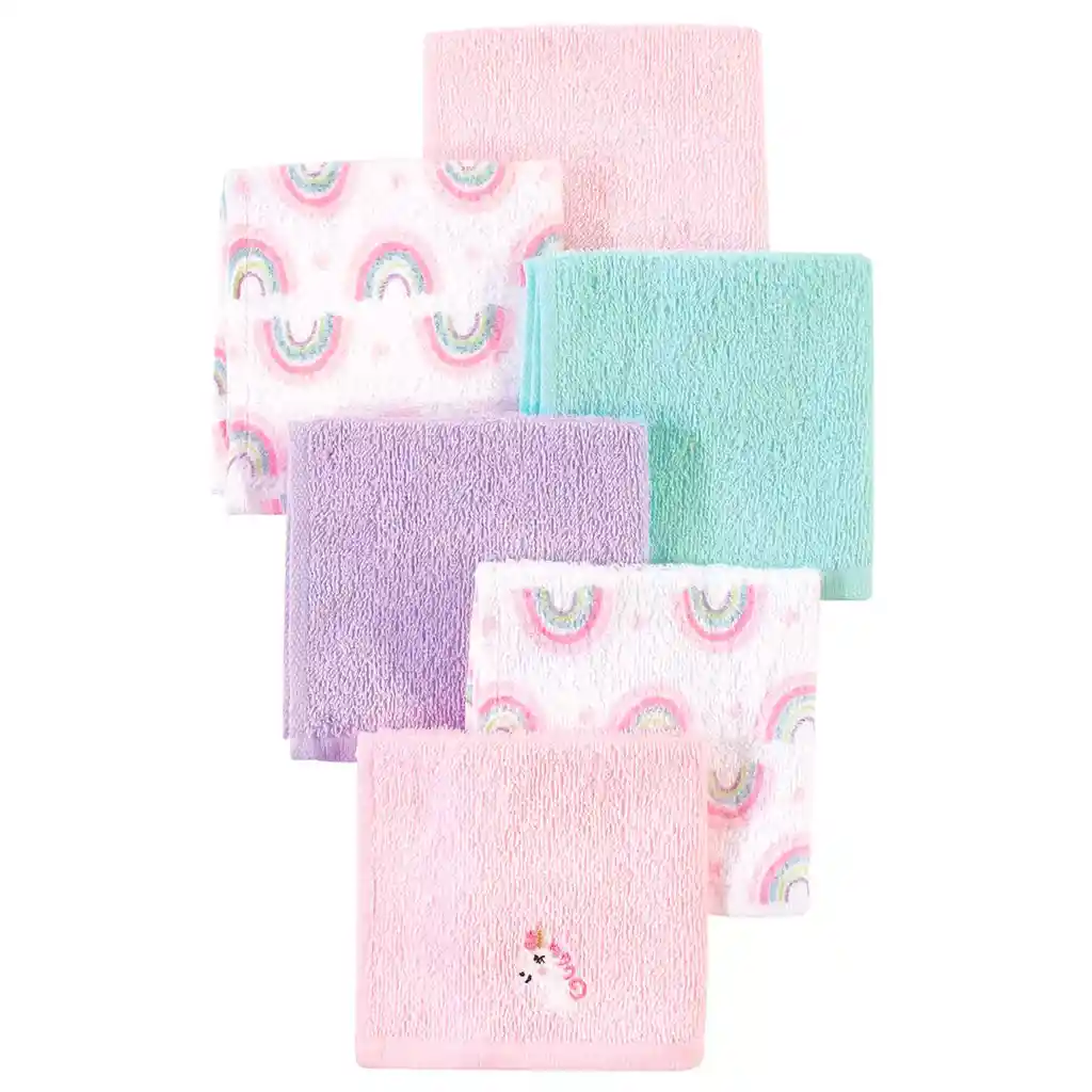 Paquete De Babitas Unicornio X6 Unidades Para Bebé, Set De Toallitas Con Diferentes Diseños, Hechas De Algodón Suave Y Absorbente, De Tamaño Ideal Para Llevar A Todos Lados - Hudson Baby