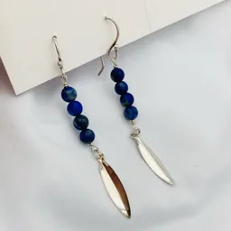 Aretes Plumas De Plata Y Lapislazuli