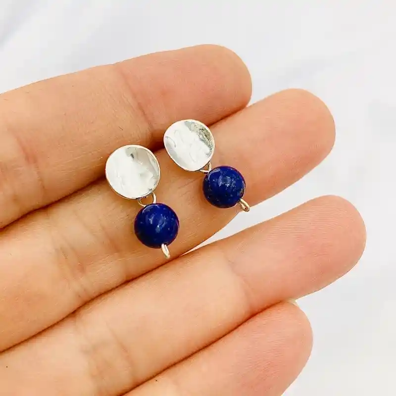 Aretes De Plata Y Piedra Lapislazuli