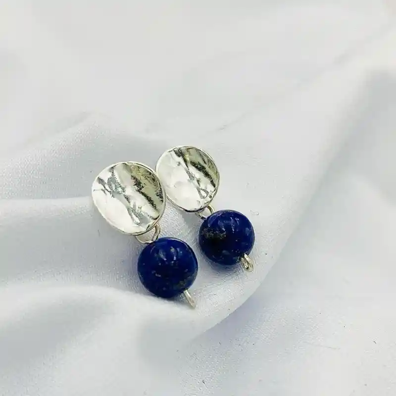 Aretes De Plata Y Piedra Lapislazuli