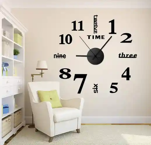 Reloj Pared, 40cm Diseño Pegatina Sticker 3d