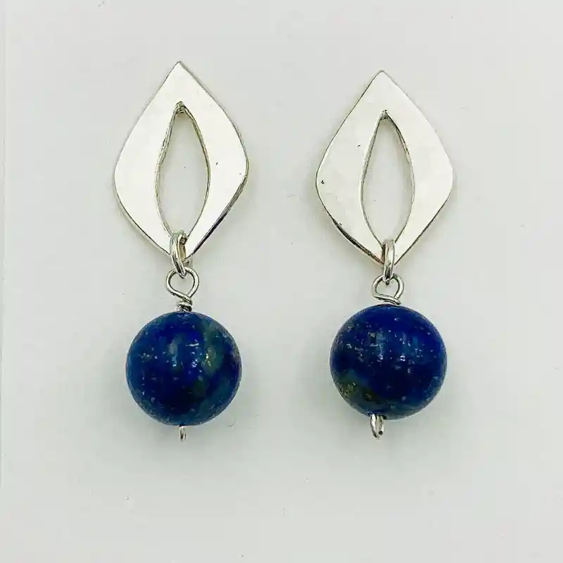 Aretes Pétalos De Plata Y Piedras Naturales