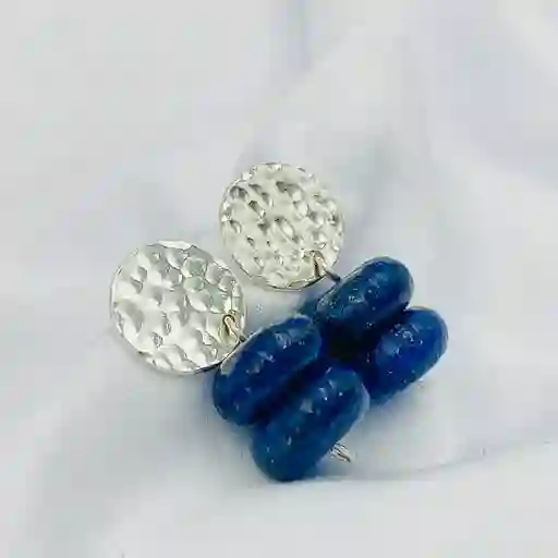 Aretes De Plata Martillada Y Piedras Lapislazuli