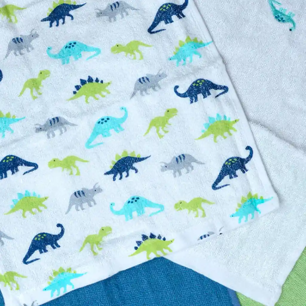 Set En Caja De Babitas Rosa / Verde Menta En Algodón X4 Unidades, Paquete De Toallitas De Diferentes Colores Y Diseños Para Bebés, Hechas En Material Suave Y Absorbente, De Tamaño Ideal Para Llevar A Todos Lados - Hudson Baby
