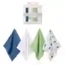 Set En Caja De Babitas Verde / Blanco En Algodón X4 Unidades, Paquete De Toallitas De Diferentes Colores Y Diseños Para Bebés, Hechas En Material Suave Y Absorbente, De Tamaño Ideal Para Llevar A Todos Lados - Hudson Baby
