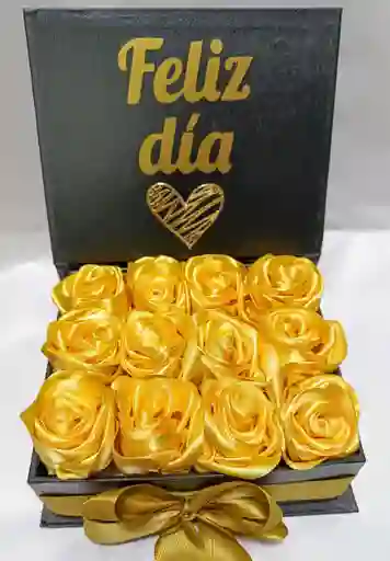 Caja Fina De Flores Amarillas