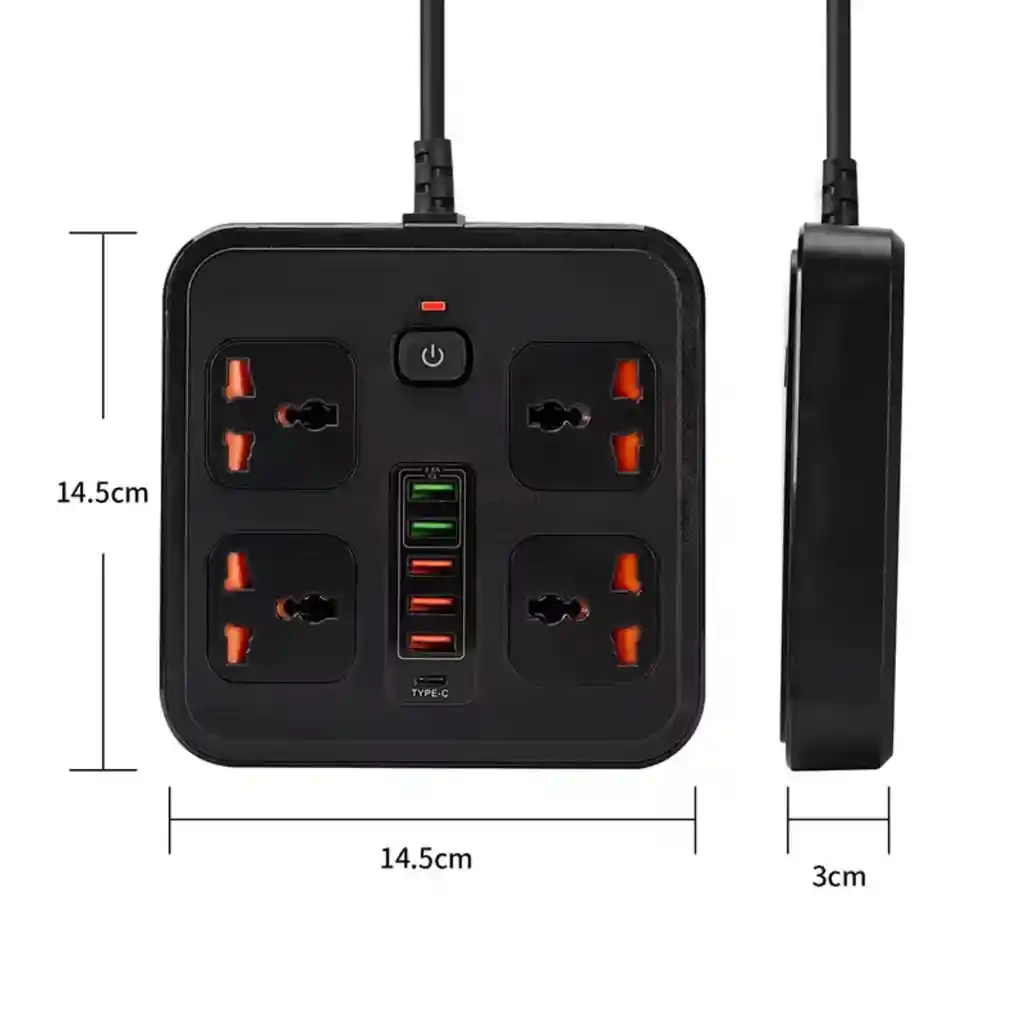 Estabilizador Multitoma De Corriente Regleta 110v Usb Y Usb-c