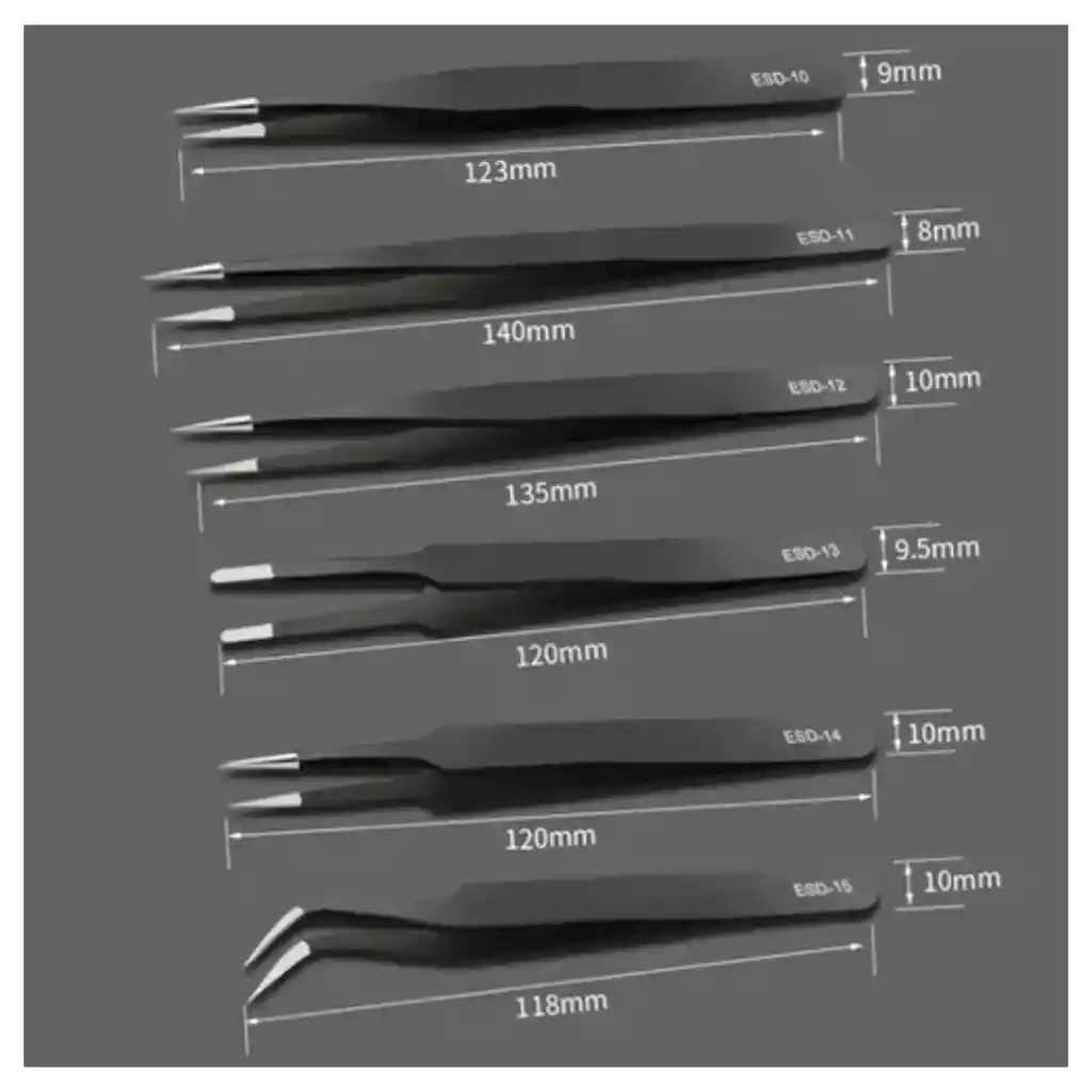 Kit De Pinzas Profesionales Antiestaticas