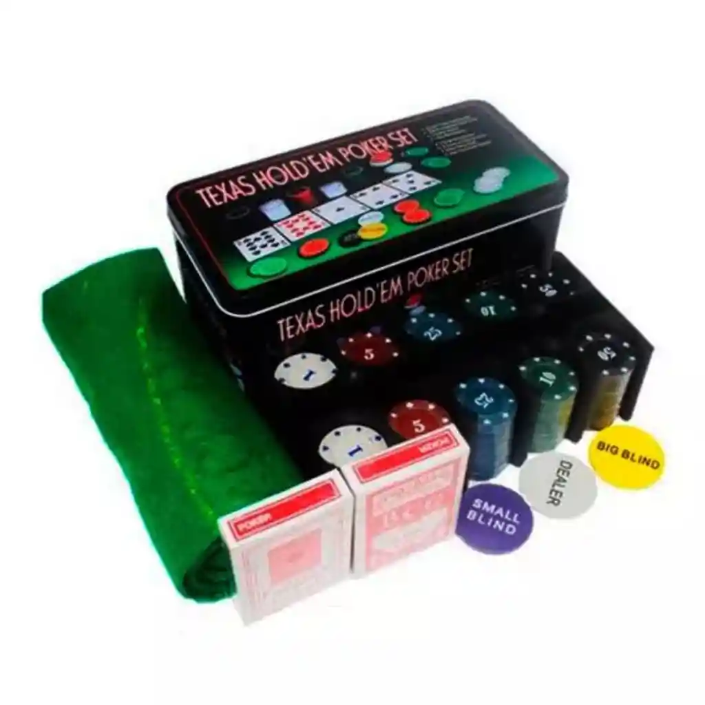 Set De Poker Tipo Casino Texas Hold Fichas Cartas Tapete