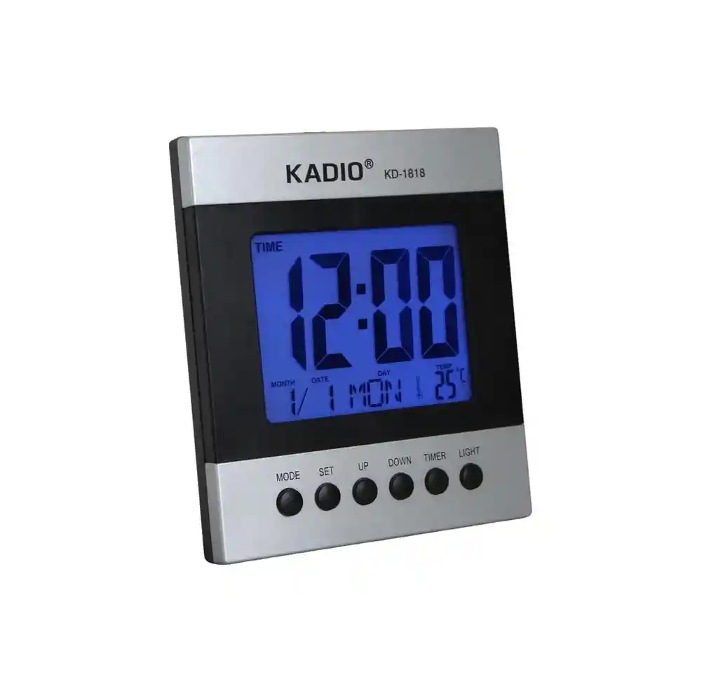 Reloj Multifuncional Alarma Digital, Sensor Calendario Y Termómetro (negro/plateado