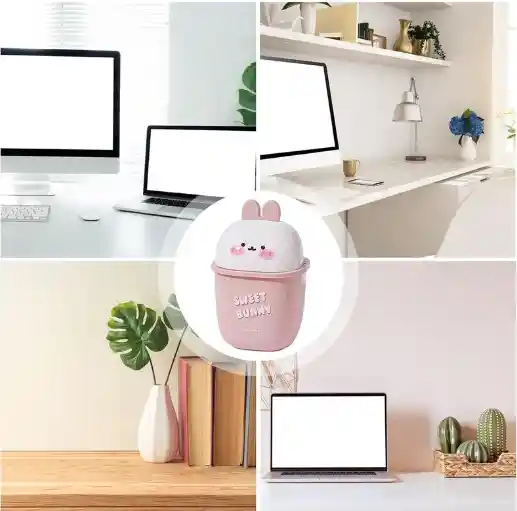 Mini Basurera De Escritorio Con Tapa Decorativo Cubo De Almacenamiento