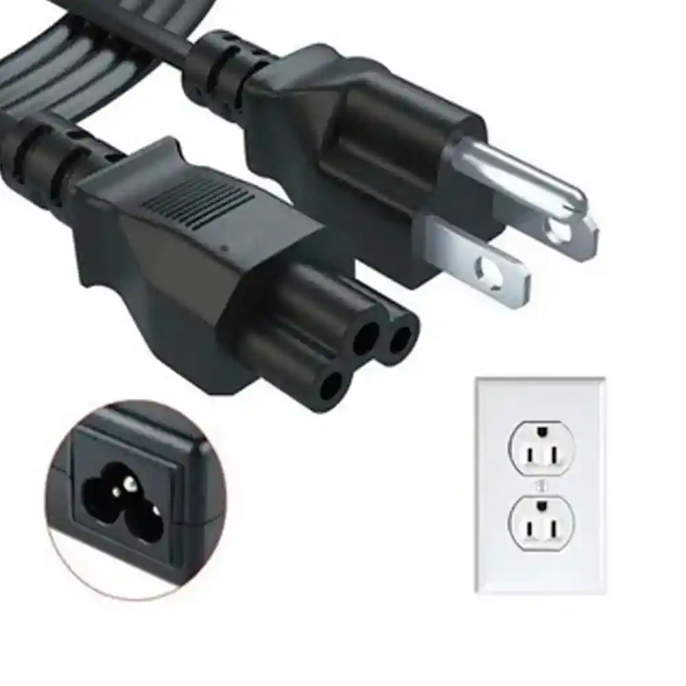 Cable De Poder Tipo Trebol 1.5mts Negro