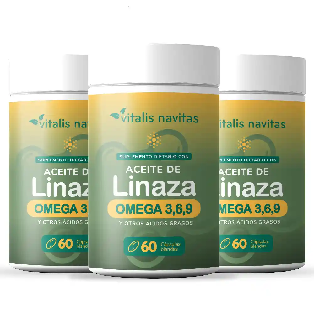 Aceite De Linaza + Omega 3, 6, 9 Vitalis Navitas Plan 90 Días (180 Cápsulas)