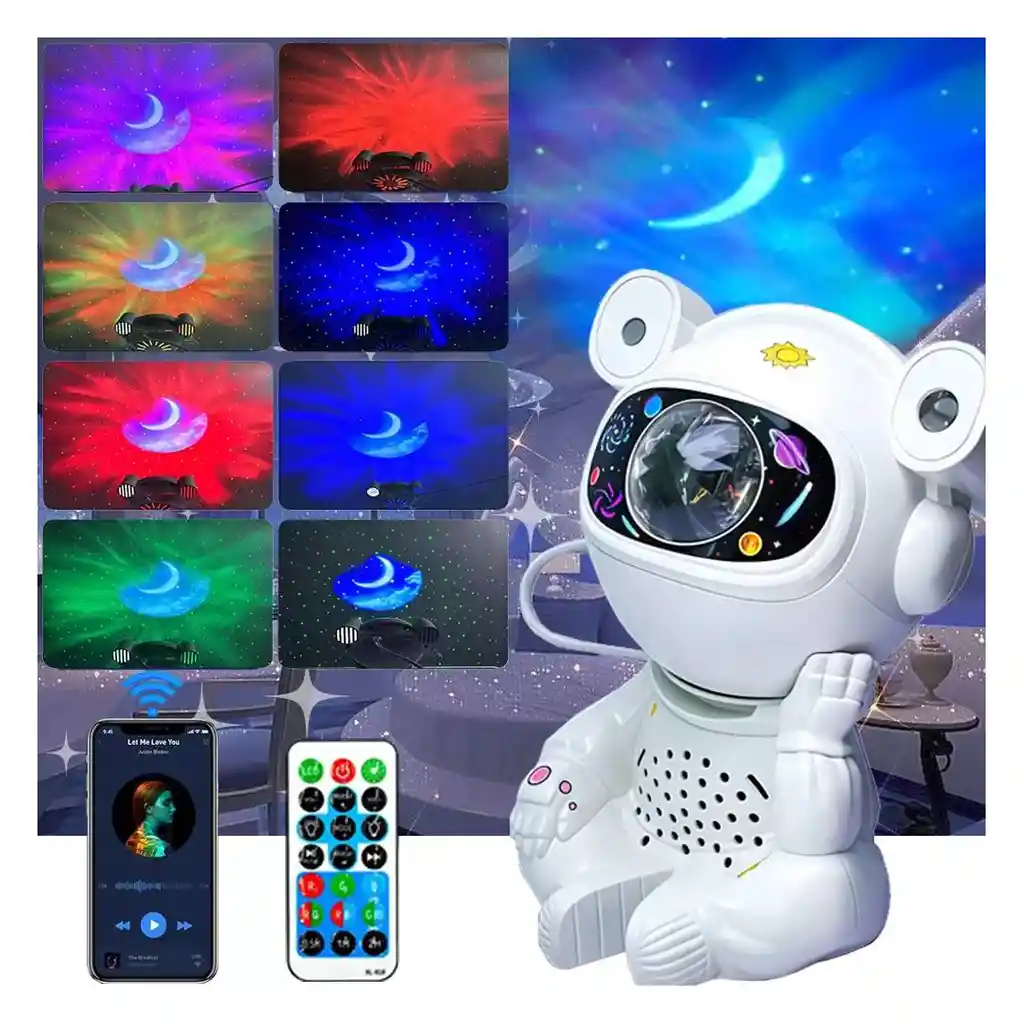 Proyector Astronauta Led - Nebulosa, Estrellas Y Música