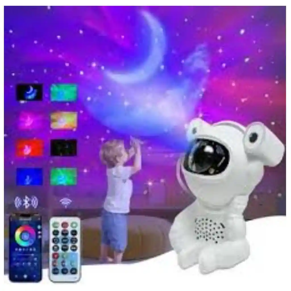 Proyector Astronauta Led - Nebulosa, Estrellas Y Música