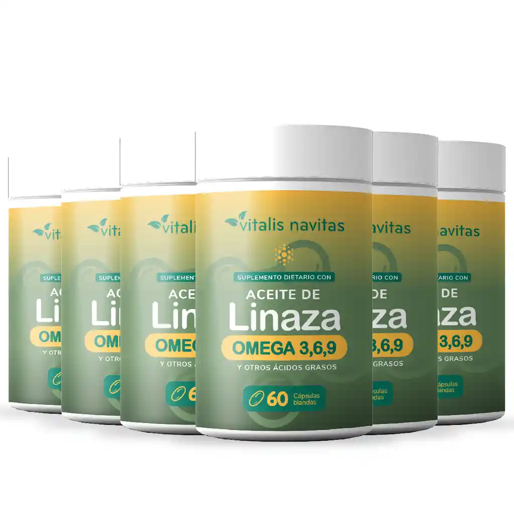 Aceite De Linaza + Omega 3, 6, 9 Vitalis Navitas Plan 180 Días (360 Cápsulas)