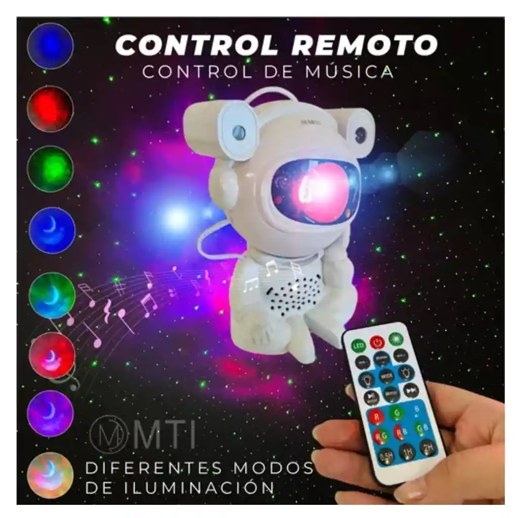 Proyector Astronauta Led - Nebulosa, Estrellas Y Música