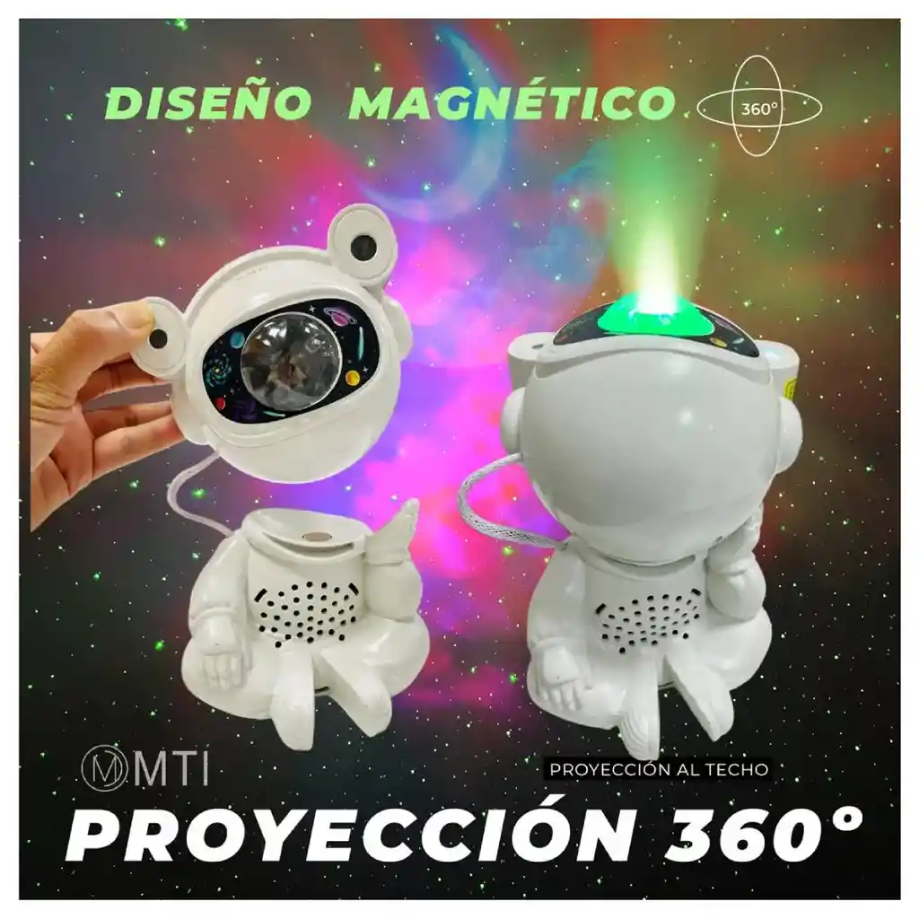 Proyector Astronauta Led - Nebulosa, Estrellas Y Música