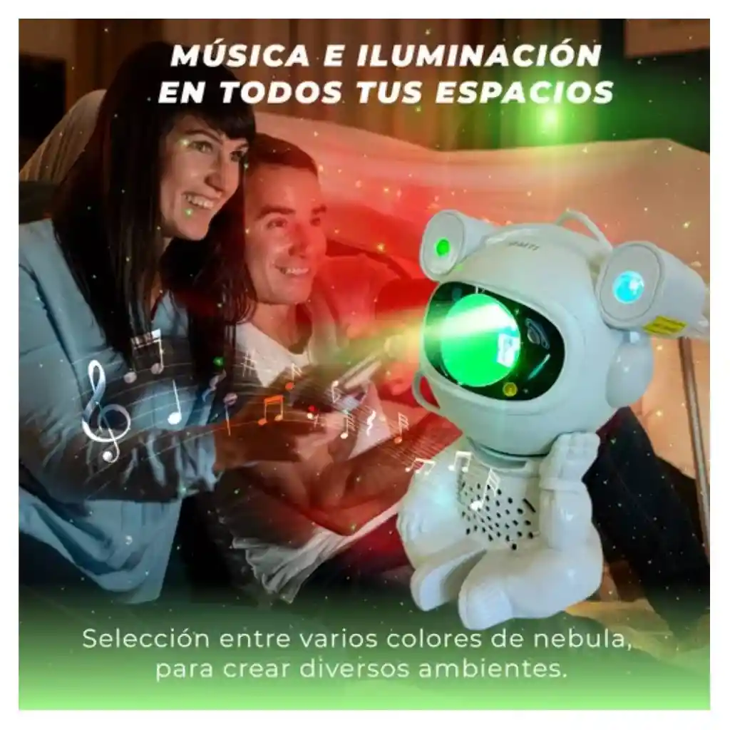 Proyector Astronauta Led - Nebulosa, Estrellas Y Música
