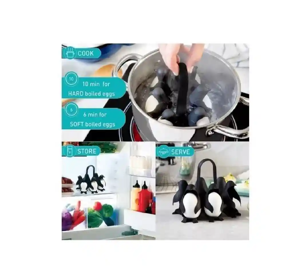Soporte Huevos Base Hervidor Pingüinos Organizador Huevera