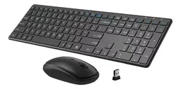 Teclado Con Mouse Inalambrico Usb Receptor Slim Elegante Km Negro Con Números