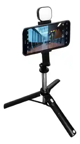 Trípode Palo Selfie Con Luz Recargable Monopie Viajero Portatil Ajustable Altura Máxima 1 M