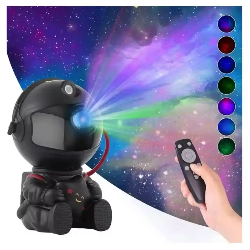 Proyector Astronauta Galaxia Luz Nocturna 360° Con Control