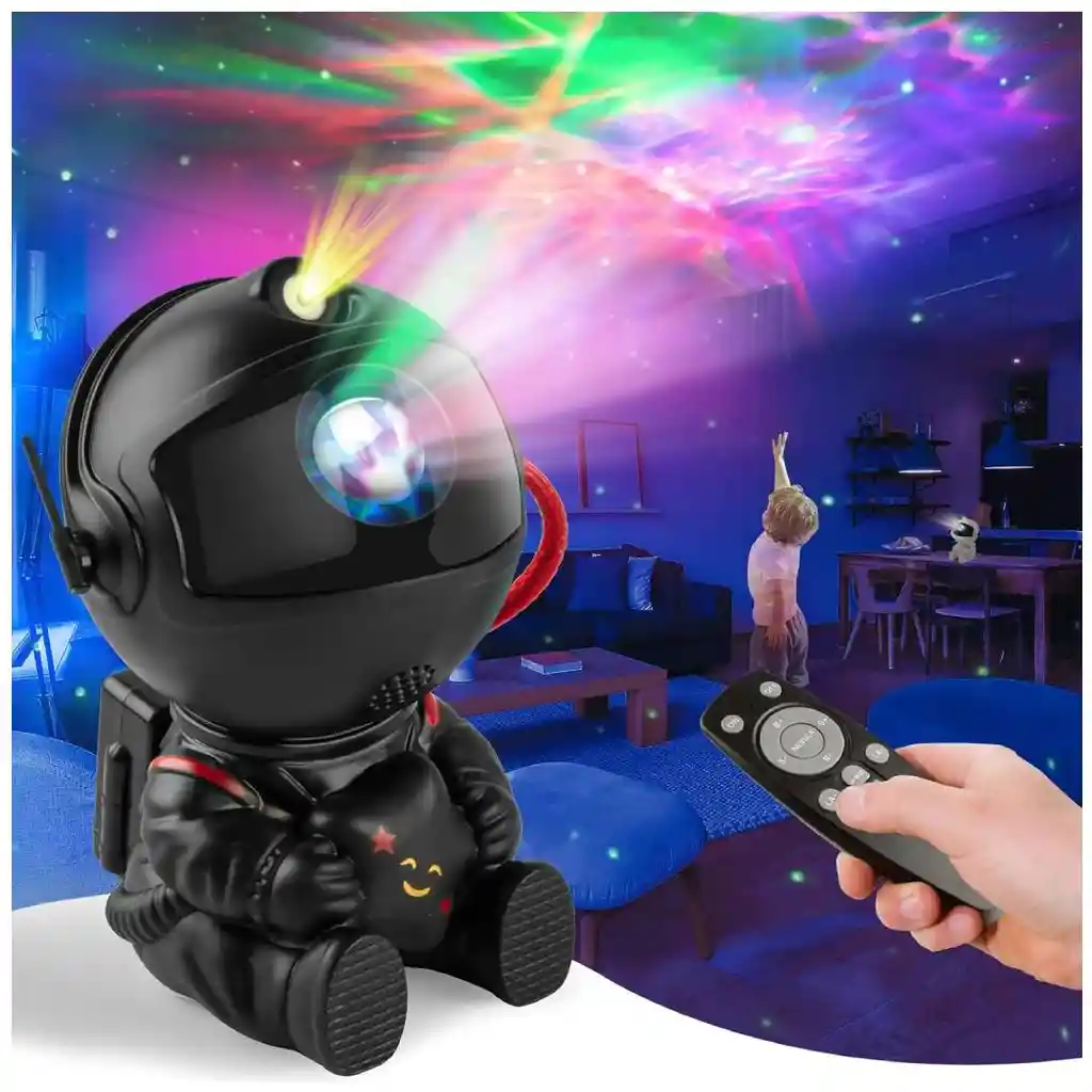 Proyector Astronauta Galaxia Luz Nocturna 360° Con Control
