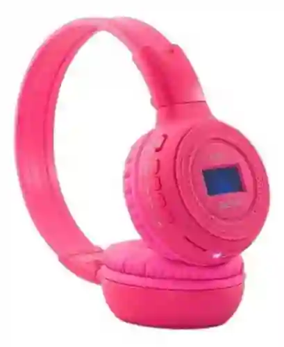Diadema/auriculares Bluetooth N-65bt Pantalla Led, Usb, Sd Fm, Color Rosado