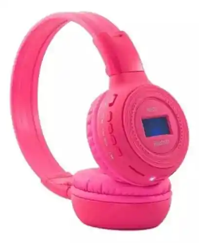 Diadema/auriculares Bluetooth N-65bt Pantalla Led, Usb, Sd Fm, Color Rosado