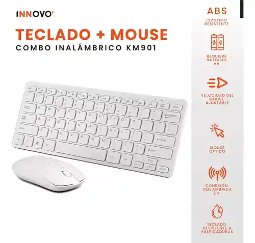 Teclado Con Mouse Diseño Slim Universal Receptor Usb Compatible Con Pc Laptop Tablet