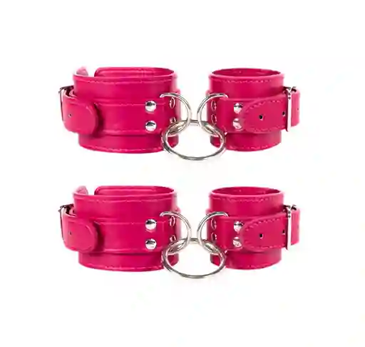 Esposas Manos Y Pies Magenta Cuero Juego Parejas