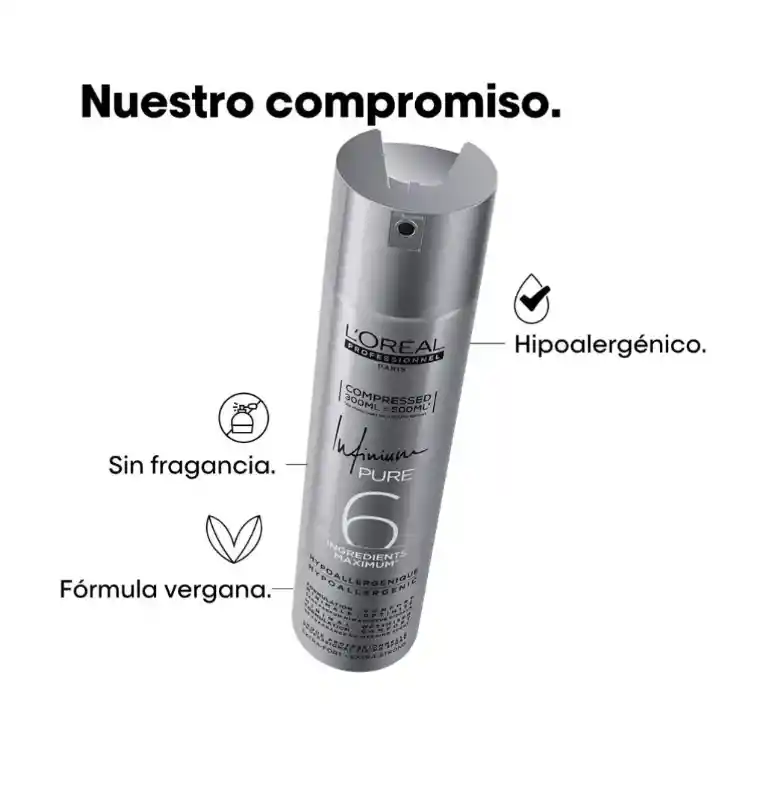 Laca Infinium Pure 6 Fijación Extra Fuerte L’oreal Professional 300 Ml