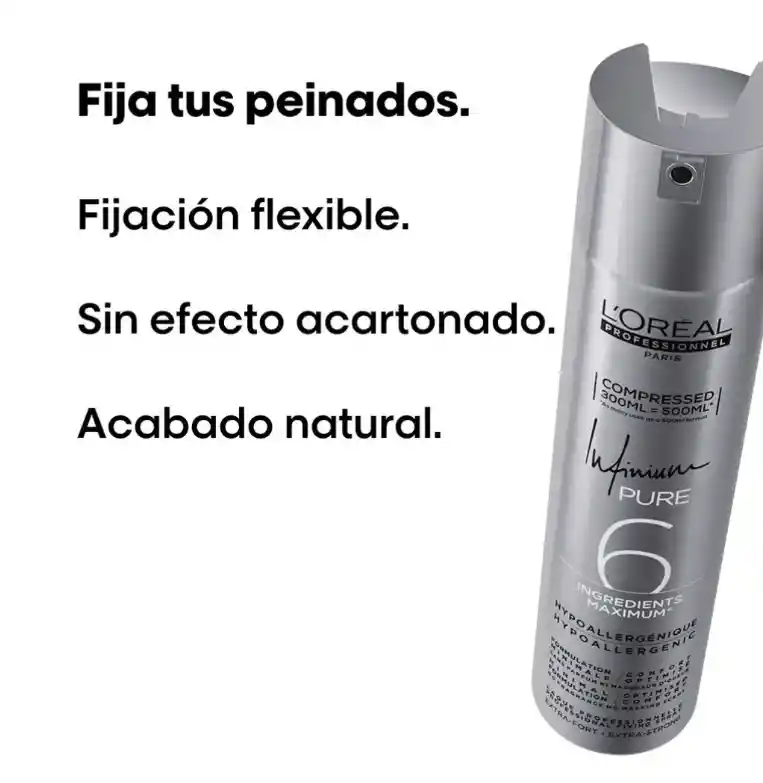 Laca Infinium Pure 6 Fijación Extra Fuerte L’oreal Professional 300 Ml