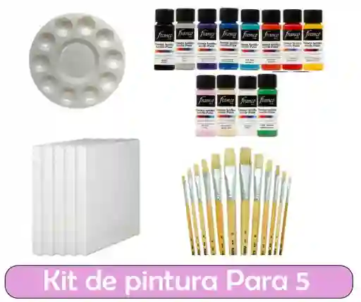 Kit De Pintura Lienzo Para 5 Personas